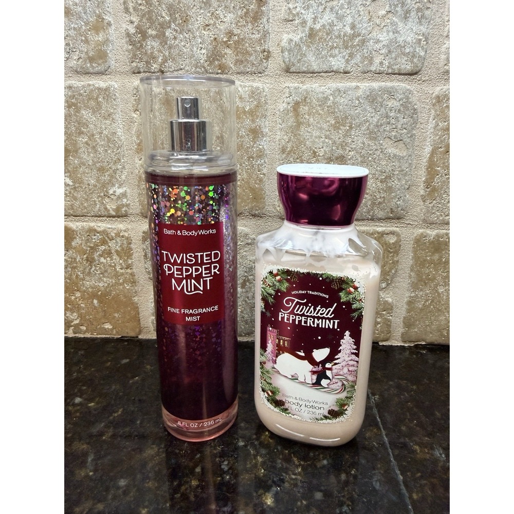 Bath And Body‎ Works Twisted Peppermint Bundle Body Mist And Lotion 95%
